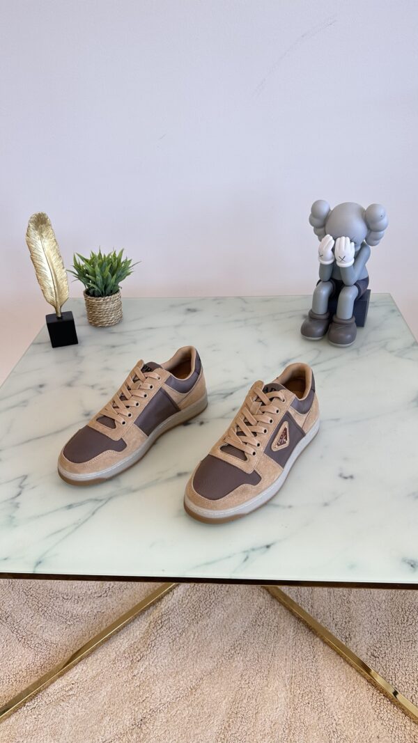 PRADA DOWNTOWN SUEDE SNEAKER BEIGE