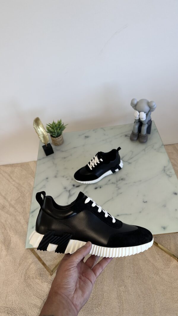 HERMES BOUNCING SNEAKER ZWART/WIT LEATHER - Afbeelding 6