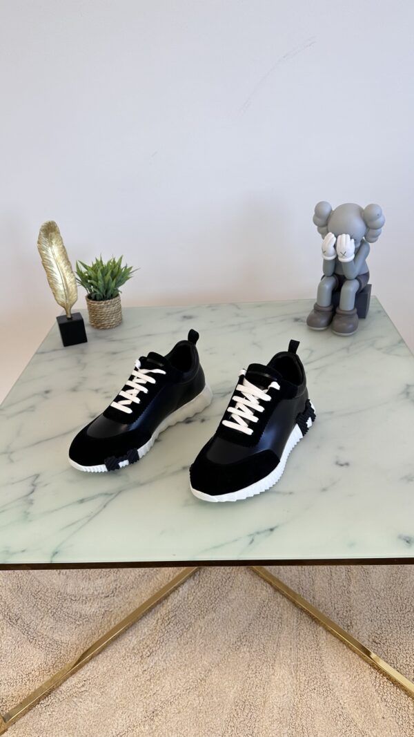 HERMES BOUNCING SNEAKER ZWART/WIT LEATHER