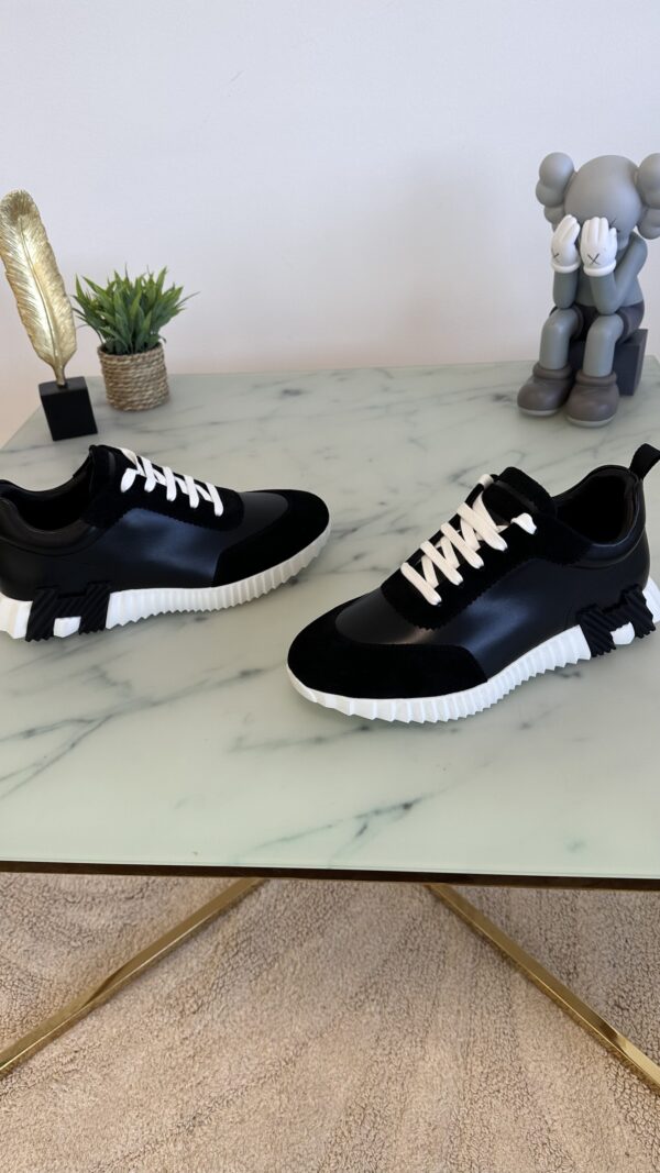 HERMES BOUNCING SNEAKER ZWART/WIT LEATHER - Afbeelding 5