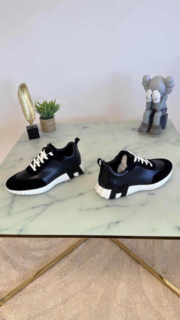 HERMES BOUNCING SNEAKER ZWART/WIT LEATHER - Afbeelding 4