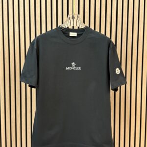 Moncler Heren T-shirt Zwart met Wit Logo